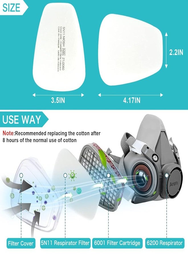 Serplex سيربلكس® 24 قطعة من وسادات فلتر الكربون النشط 5N11، تصميم ترشيح بخمس طبقات، وسادات قطنية عالمية لتصفية الجسيمات لأقنعة التنفس، وسادات ترشيح احترافية لأقنعة التنفس - Image 3